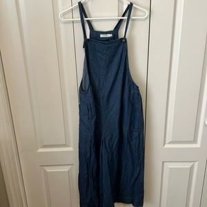 Wide leg denim jumpsuit